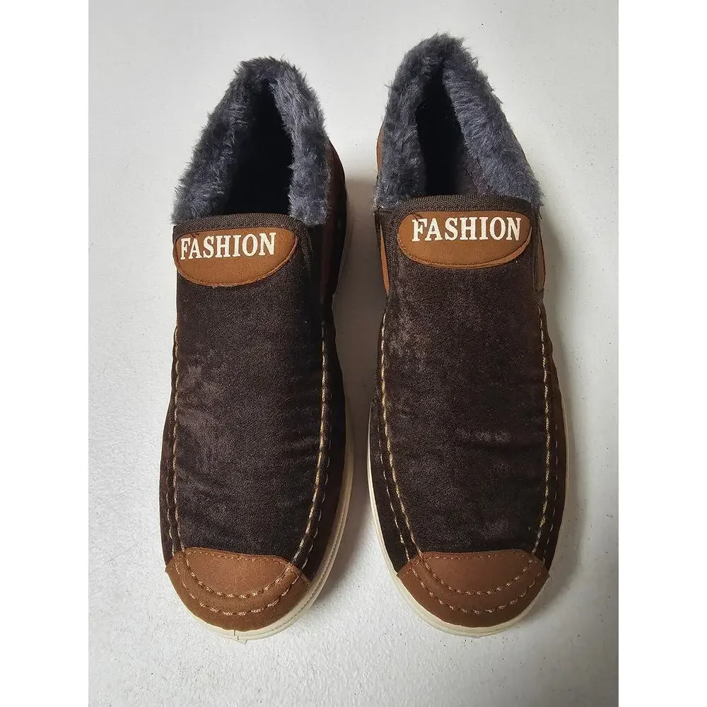 NWOB Men's Fashion Fur Lined Suede Slip-on Loafers Size EU40 US 7-7.5